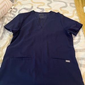 Figs Scrub Top Navy Blue